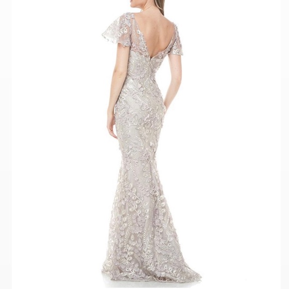 NWT {Carmen Marc Valvo} Mermaid Embroidered Gown - Picture 2 of 6
